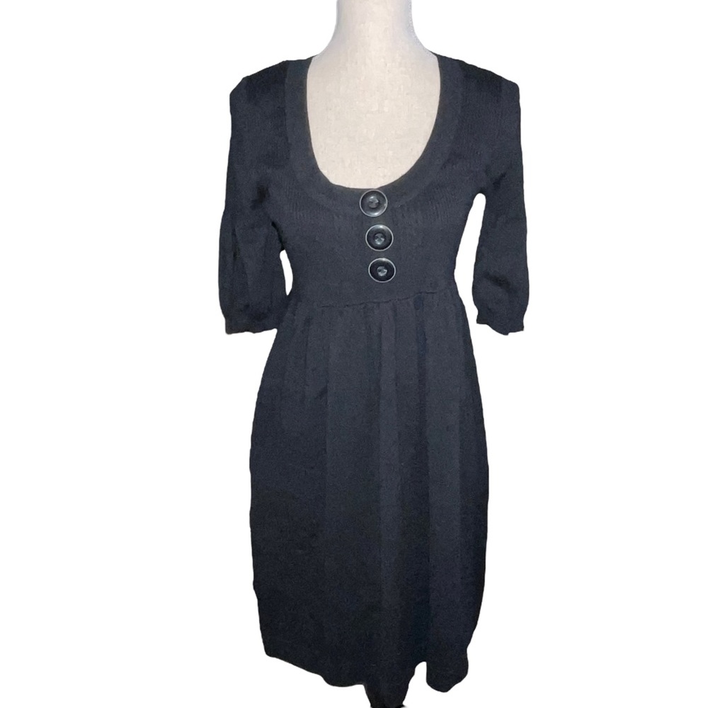 Candies Women’s Sweater Dress Size Large Black Empire Waist NWT Midi Length